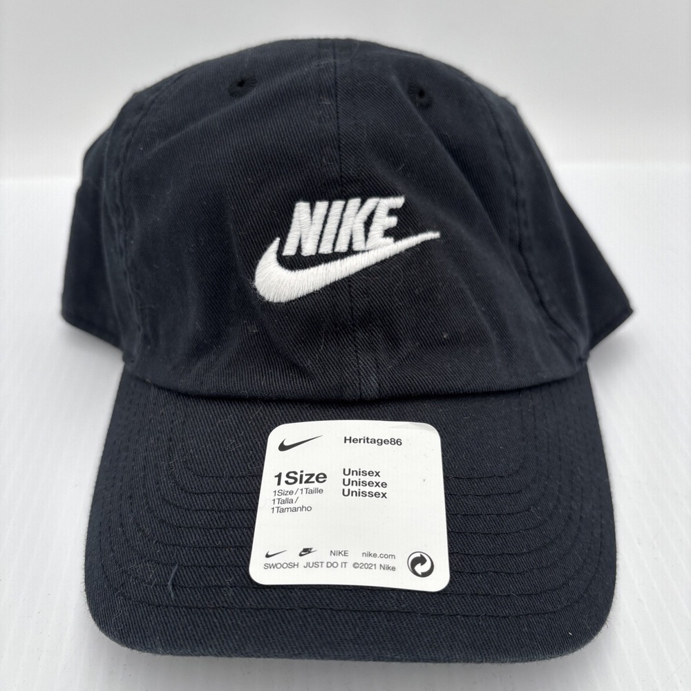 Nike Heritage 86 Futura Washed Cap Black Adjustable Hat 913011-010 Mens One Size